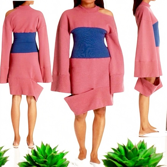 JIOH Colorblock Corset Split Joint Panelled Wide Sleeves Sweatshirt Dress - Picture 16 of 16